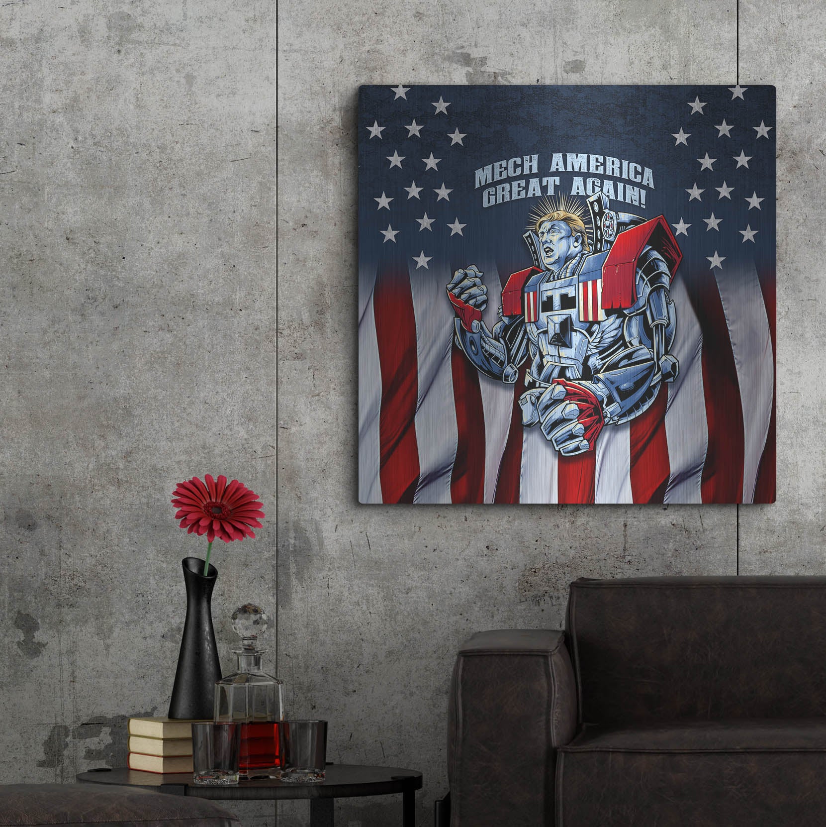 Luxe Metal Art 'Mecha Trump Rageon' by Flyland Designs, Metal Wall Art,36x36