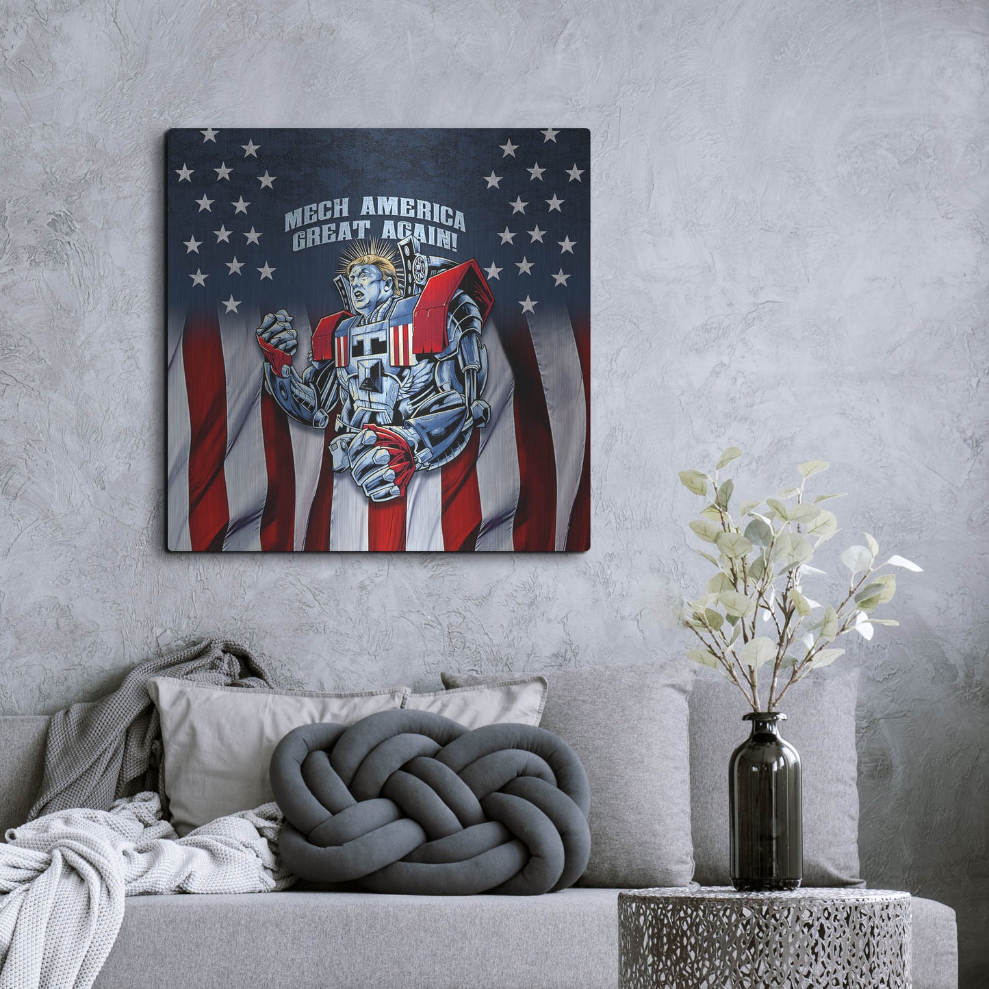 Luxe Metal Art 'Mecha Trump Rageon' by Flyland Designs, Metal Wall Art,36x36