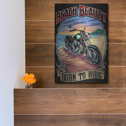Luxe Metal Art 'Motorcycle On Beach' by Flyland Designs, Metal Wall Art,12x16
