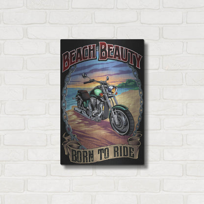 Luxe Metal Art 'Motorcycle On Beach' by Flyland Designs, Metal Wall Art,16x24