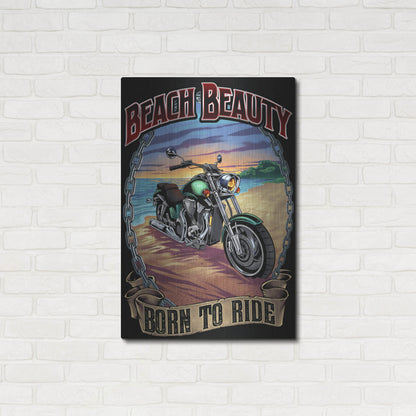Luxe Metal Art 'Motorcycle On Beach' by Flyland Designs, Metal Wall Art,24x36