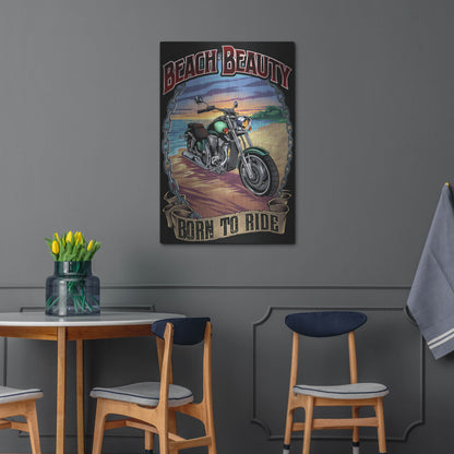 Luxe Metal Art 'Motorcycle On Beach' by Flyland Designs, Metal Wall Art,24x36