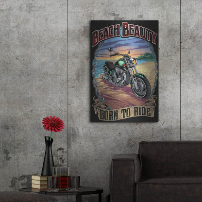 Luxe Metal Art 'Motorcycle On Beach' by Flyland Designs, Metal Wall Art,24x36