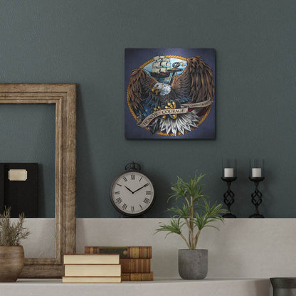 Luxe Metal Art 'Navy Eagle Decal' by Flyland Designs, Metal Wall Art,12x12