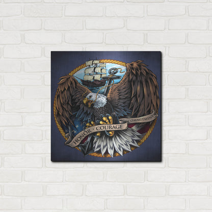 Luxe Metal Art 'Navy Eagle Decal' by Flyland Designs, Metal Wall Art,24x24