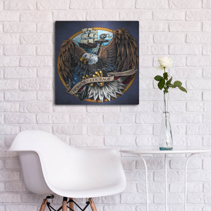 Luxe Metal Art 'Navy Eagle Decal' by Flyland Designs, Metal Wall Art,24x24