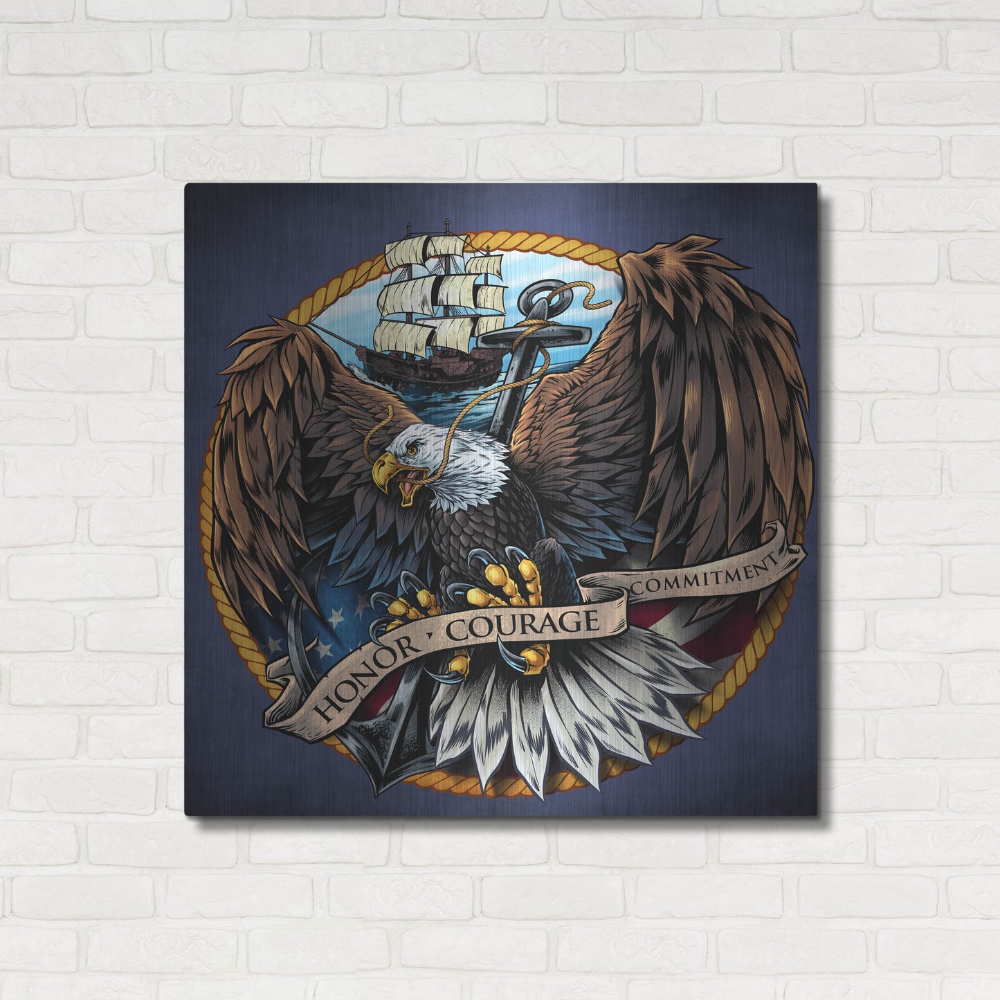 Luxe Metal Art 'Navy Eagle Decal' by Flyland Designs, Metal Wall Art,36x36
