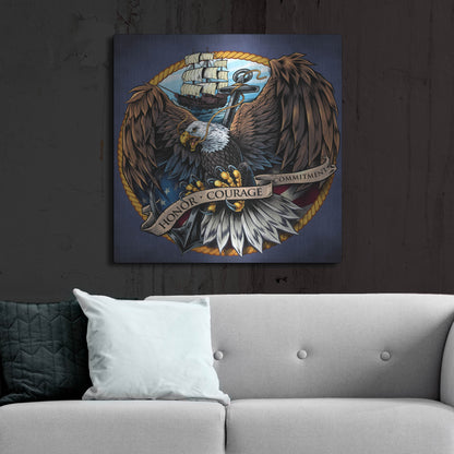 Luxe Metal Art 'Navy Eagle Decal' by Flyland Designs, Metal Wall Art,36x36