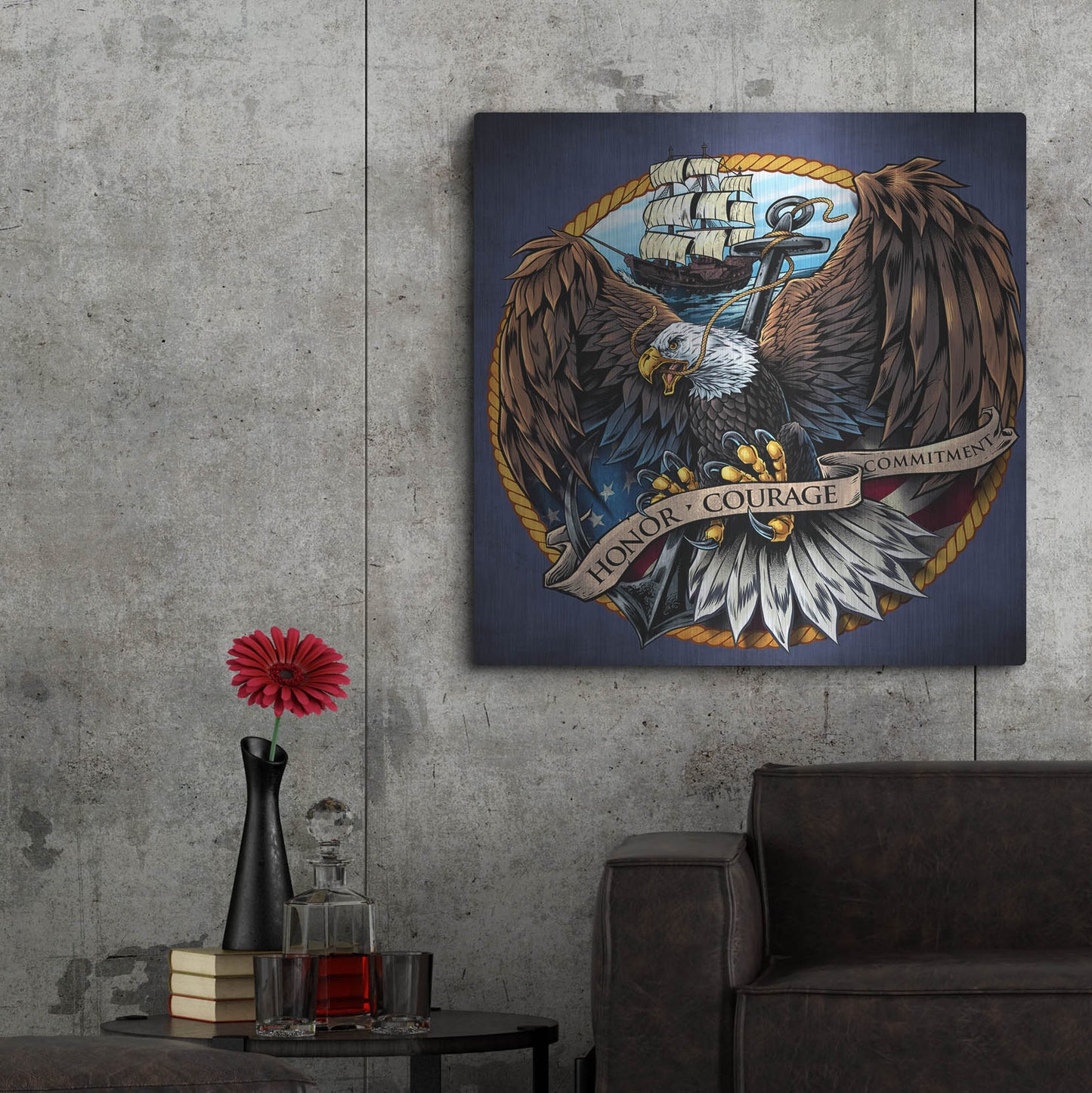 Luxe Metal Art 'Navy Eagle Decal' by Flyland Designs, Metal Wall Art,36x36
