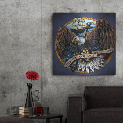 Luxe Metal Art 'Navy Eagle Decal' by Flyland Designs, Metal Wall Art,36x36