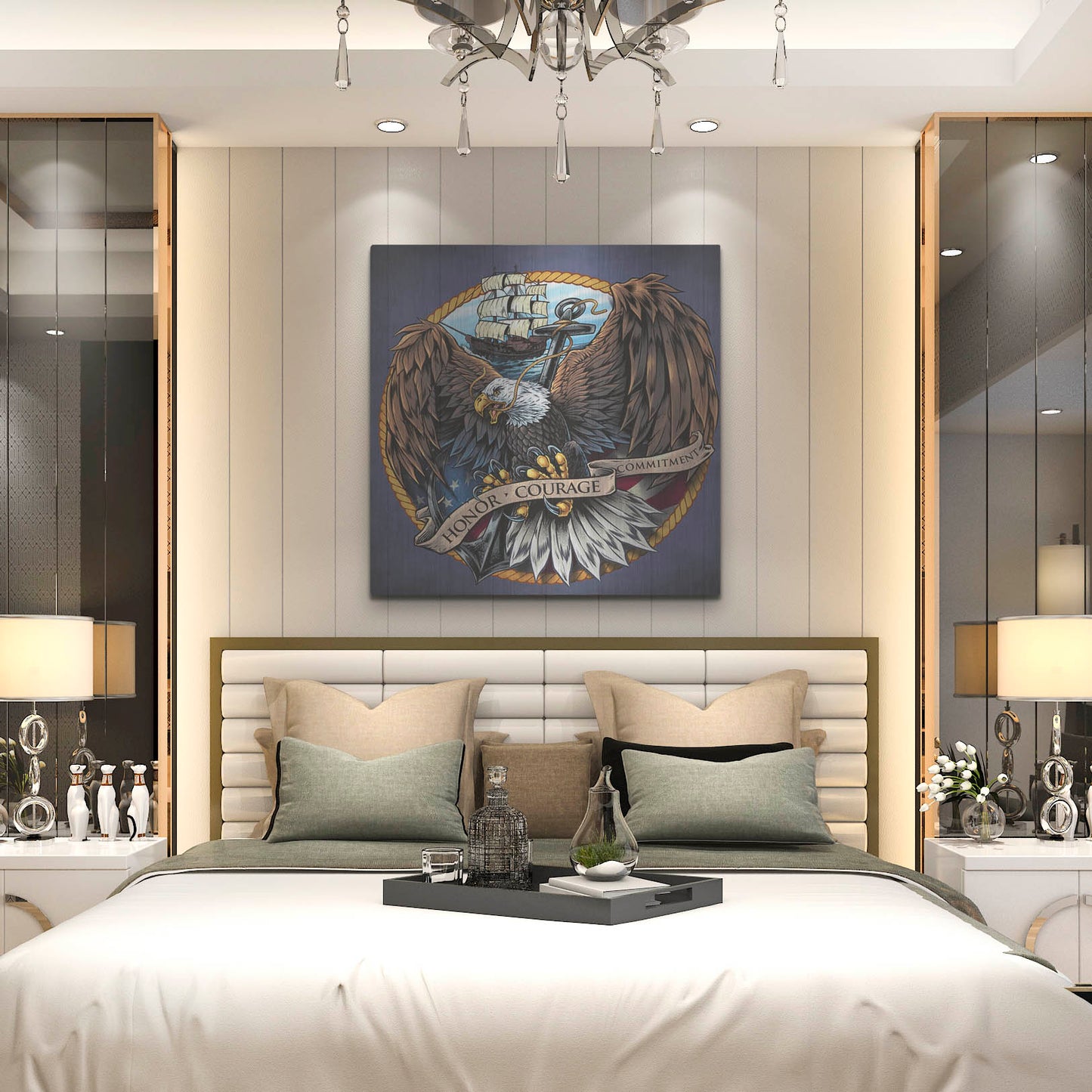 Luxe Metal Art 'Navy Eagle Decal' by Flyland Designs, Metal Wall Art,36x36