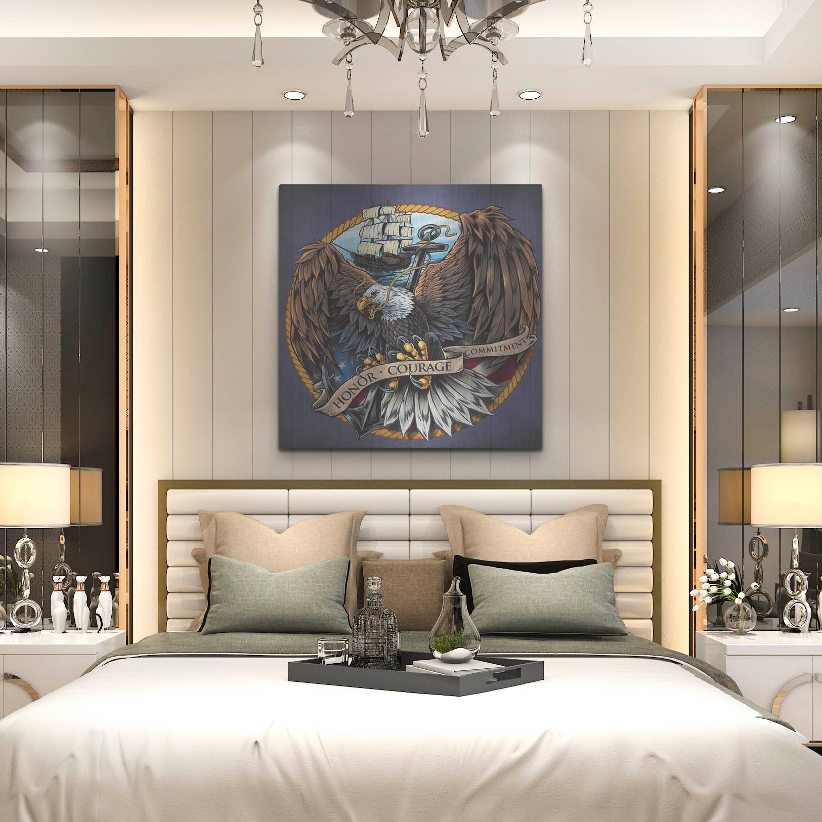 Luxe Metal Art 'Navy Eagle Decal' by Flyland Designs, Metal Wall Art,36x36