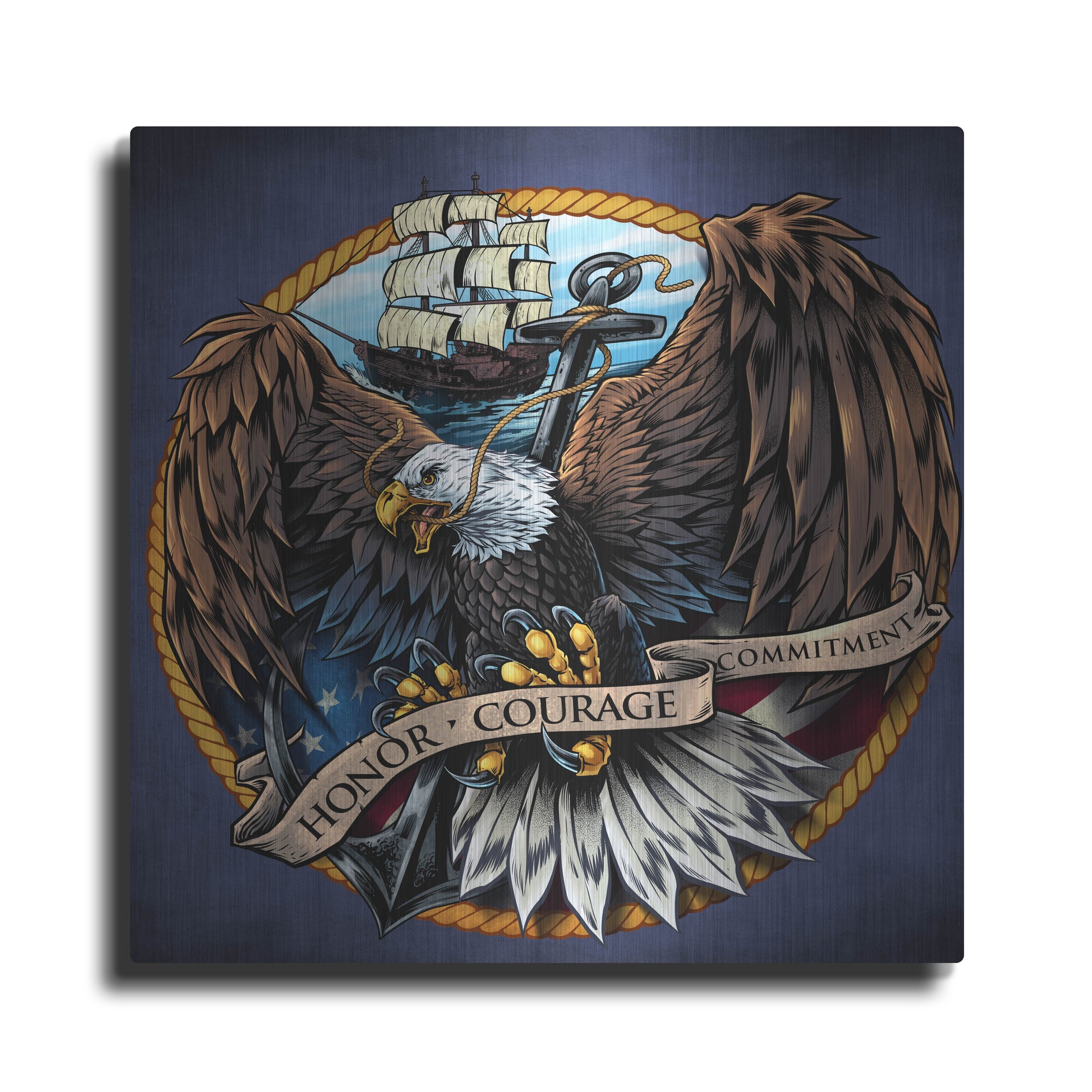 Luxe Metal Art 'Navy Eagle Decal' by Flyland Designs, Metal Wall Art
