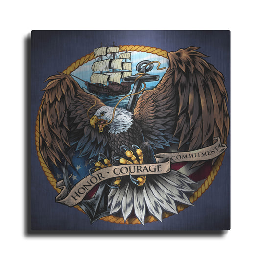 Luxe Metal Art 'Navy Eagle Decal' by Flyland Designs, Metal Wall Art