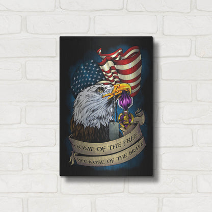 Luxe Metal Art 'Purple Heart Eagle and Flag 01' by Flyland Designs, Metal Wall Art,12x16