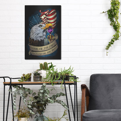 Luxe Metal Art 'Purple Heart Eagle and Flag 01' by Flyland Designs, Metal Wall Art,12x16