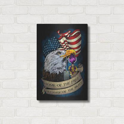 Luxe Metal Art 'Purple Heart Eagle and Flag 01' by Flyland Designs, Metal Wall Art,16x24
