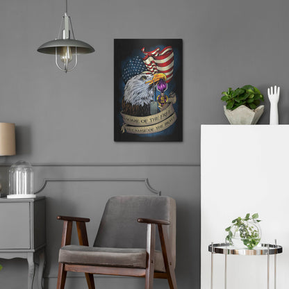 Luxe Metal Art 'Purple Heart Eagle and Flag 01' by Flyland Designs, Metal Wall Art,16x24