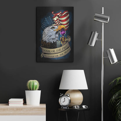 Luxe Metal Art 'Purple Heart Eagle and Flag 01' by Flyland Designs, Metal Wall Art,16x24