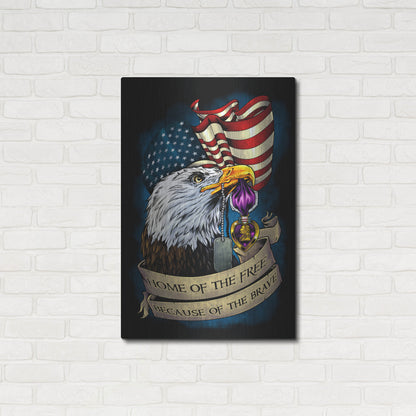 Luxe Metal Art 'Purple Heart Eagle and Flag 01' by Flyland Designs, Metal Wall Art,24x36