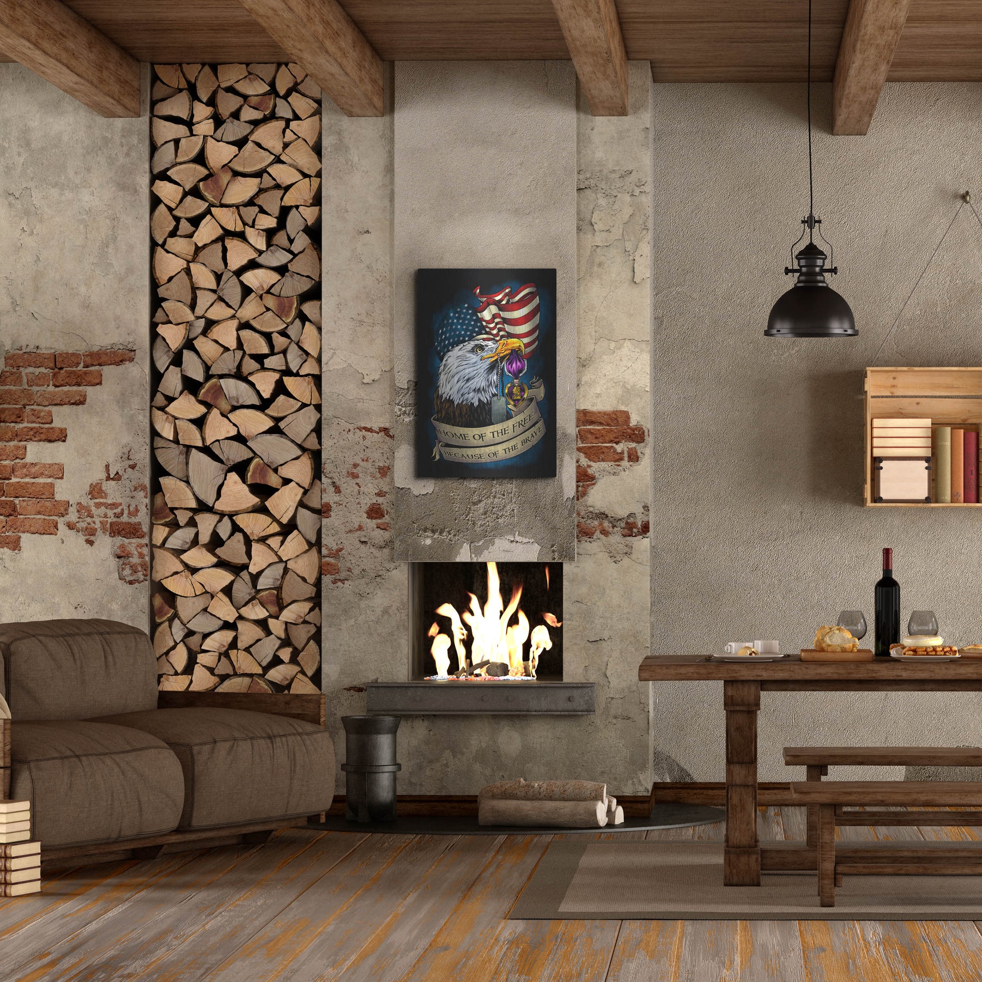 Luxe Metal Art 'Purple Heart Eagle and Flag 01' by Flyland Designs, Metal Wall Art,24x36