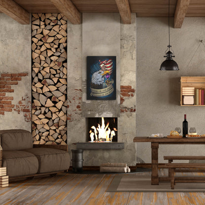 Luxe Metal Art 'Purple Heart Eagle and Flag 01' by Flyland Designs, Metal Wall Art,24x36