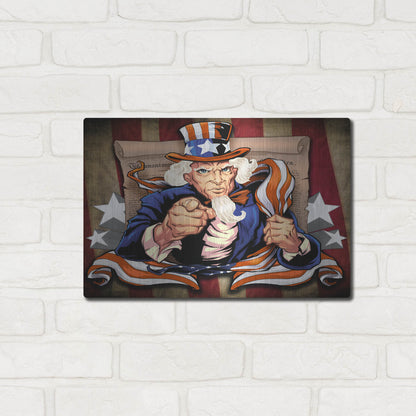 Luxe Metal Art 'Uncle Sam Patriot Character' by Flyland Designs, Metal Wall Art,16x12