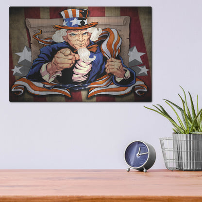 Luxe Metal Art 'Uncle Sam Patriot Character' by Flyland Designs, Metal Wall Art,16x12