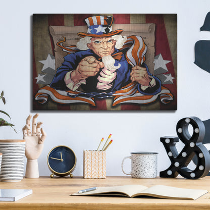 Luxe Metal Art 'Uncle Sam Patriot Character' by Flyland Designs, Metal Wall Art,16x12