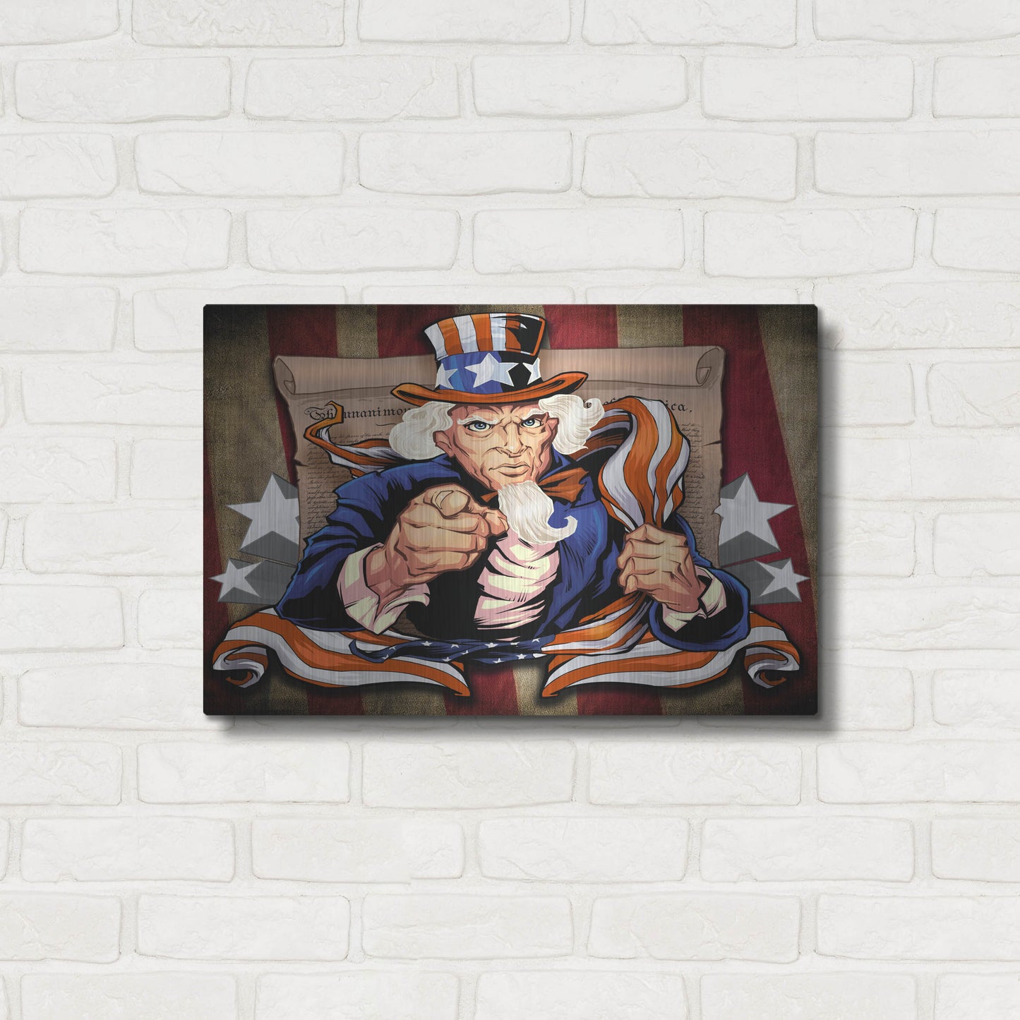 Luxe Metal Art 'Uncle Sam Patriot Character' by Flyland Designs, Metal Wall Art,24x16