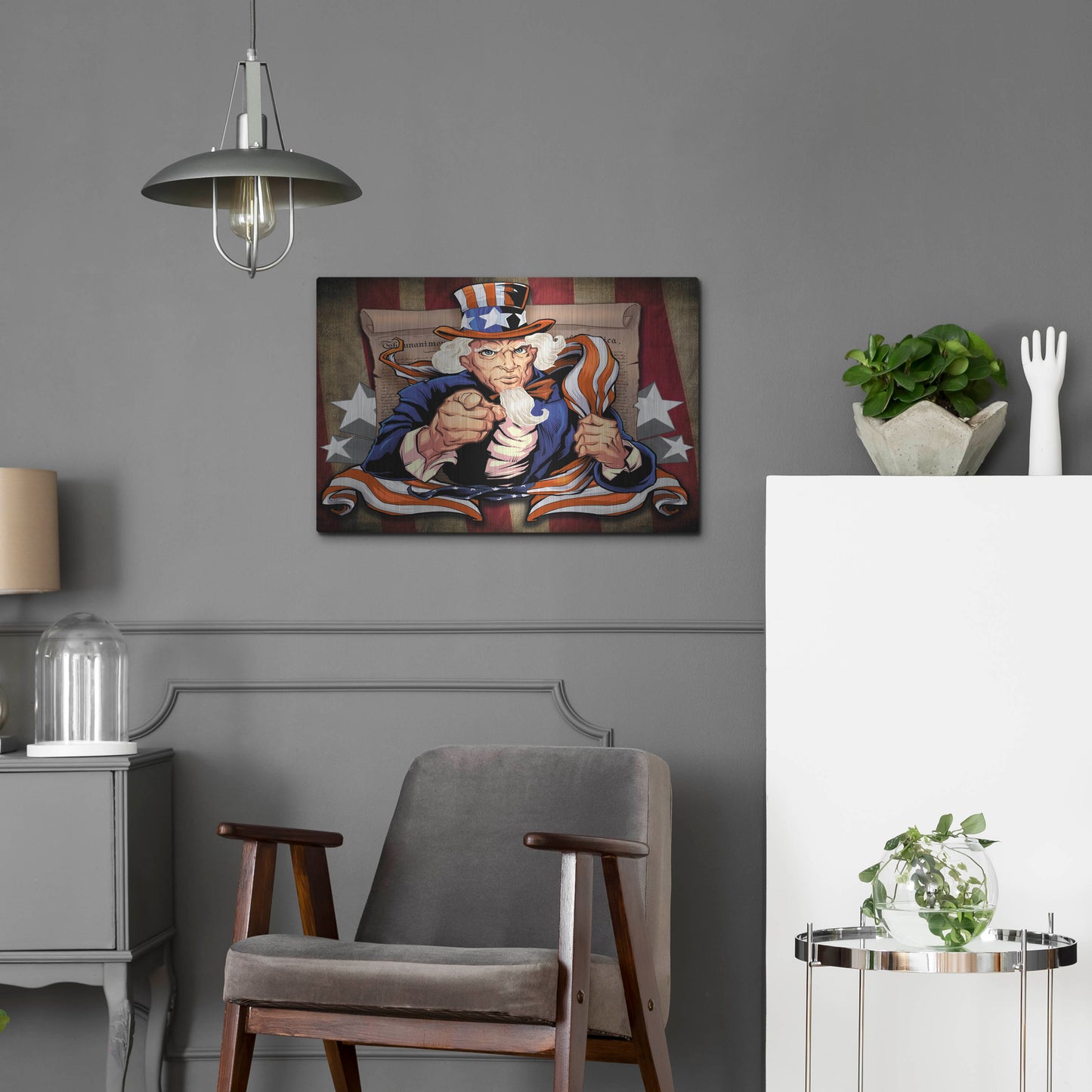 Luxe Metal Art 'Uncle Sam Patriot Character' by Flyland Designs, Metal Wall Art,24x16