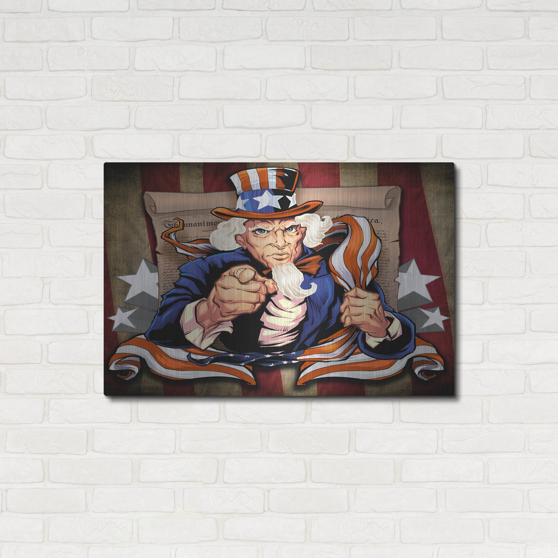 Luxe Metal Art 'Uncle Sam Patriot Character' by Flyland Designs, Metal Wall Art,36x24
