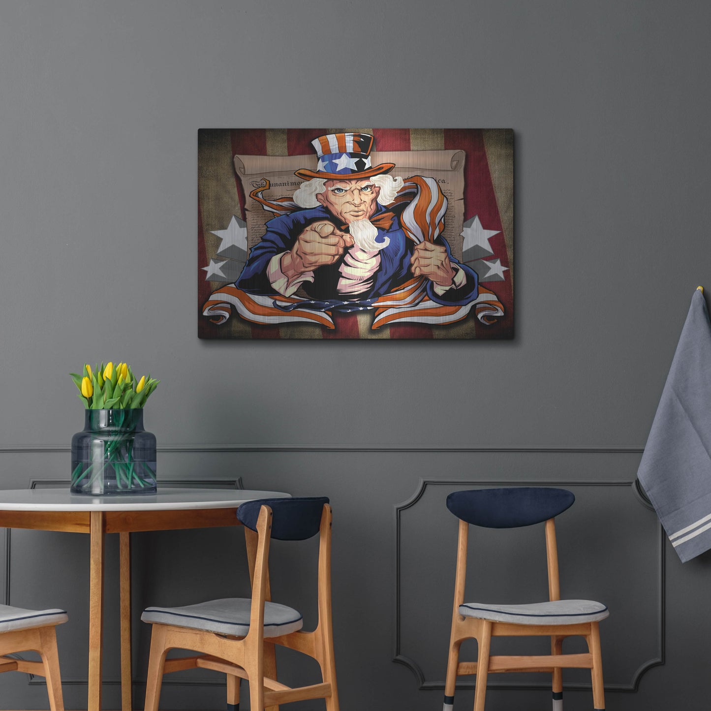 Luxe Metal Art 'Uncle Sam Patriot Character' by Flyland Designs, Metal Wall Art,36x24