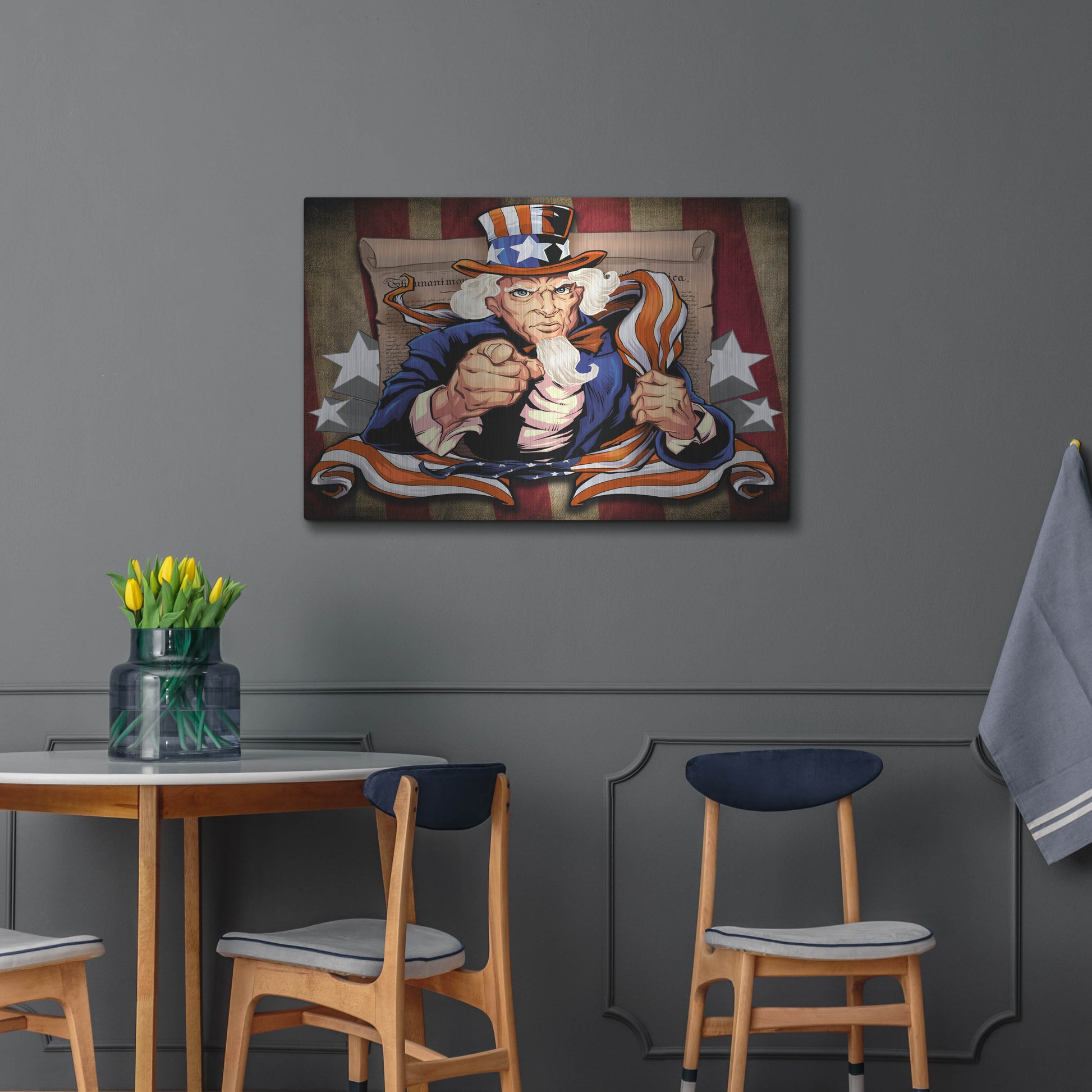 Luxe Metal Art 'Uncle Sam Patriot Character' by Flyland Designs, Metal Wall Art,36x24