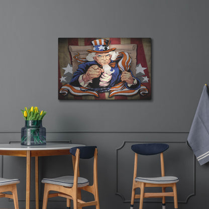 Luxe Metal Art 'Uncle Sam Patriot Character' by Flyland Designs, Metal Wall Art,36x24