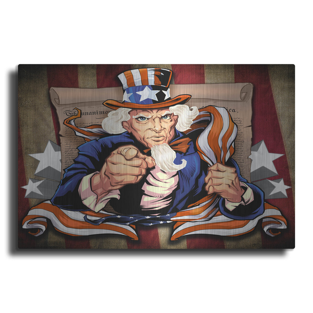 Luxe Metal Art 'Uncle Sam Patriot Character' by Flyland Designs, Metal Wall Art