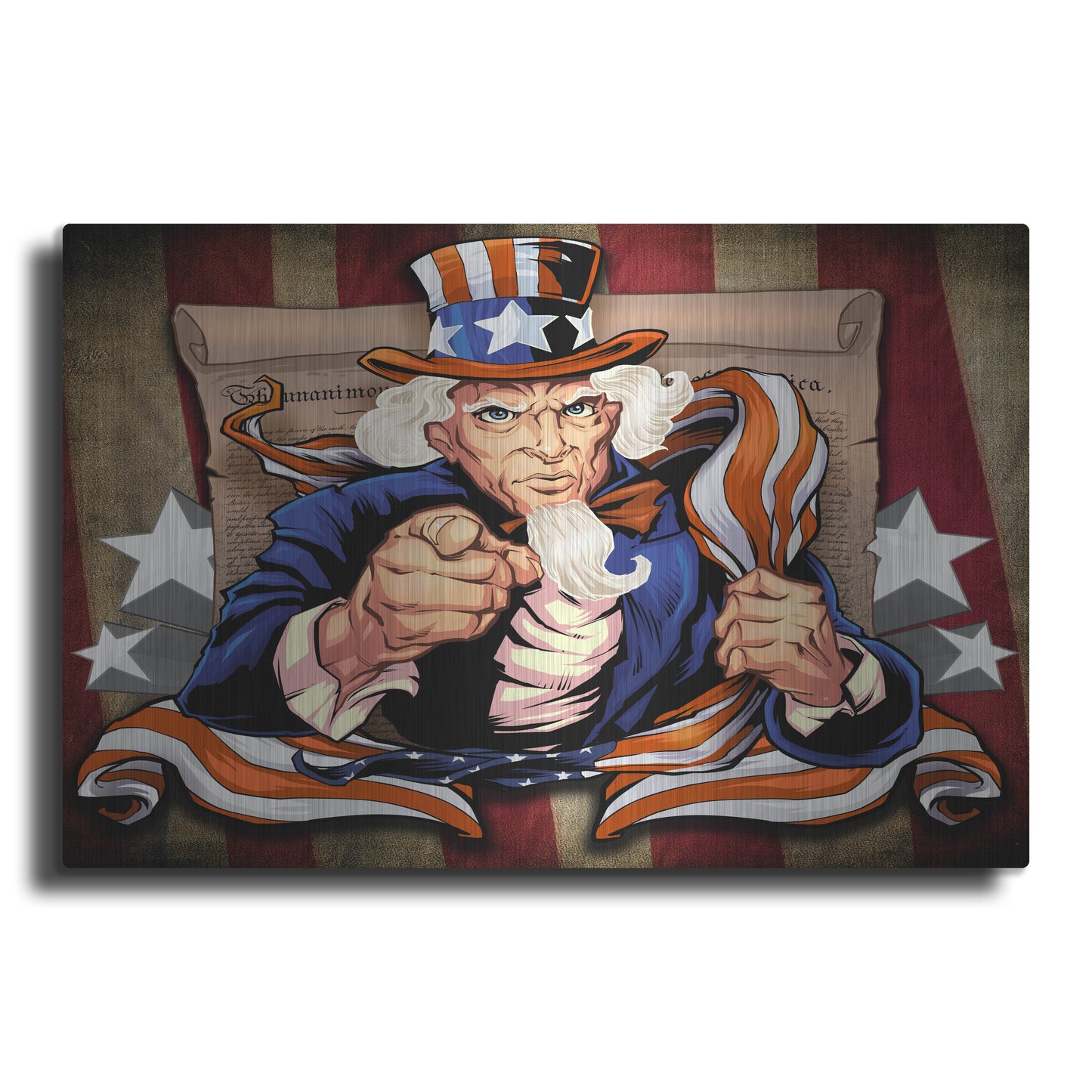 Luxe Metal Art 'Uncle Sam Patriot Character' by Flyland Designs, Metal Wall Art