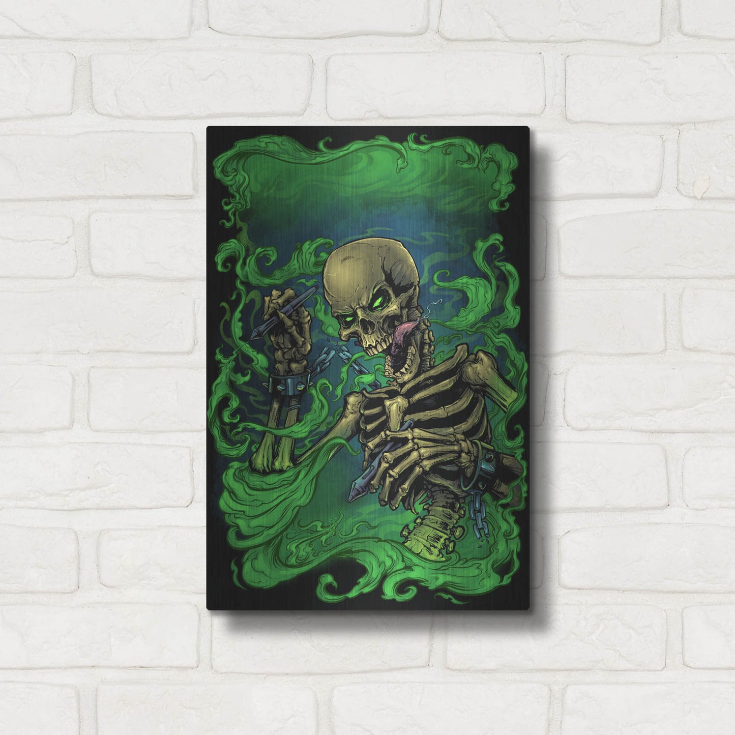 Luxe Metal Art 'Airbrush Skeleton' by Flyland Designs, Metal Wall Art,12x16