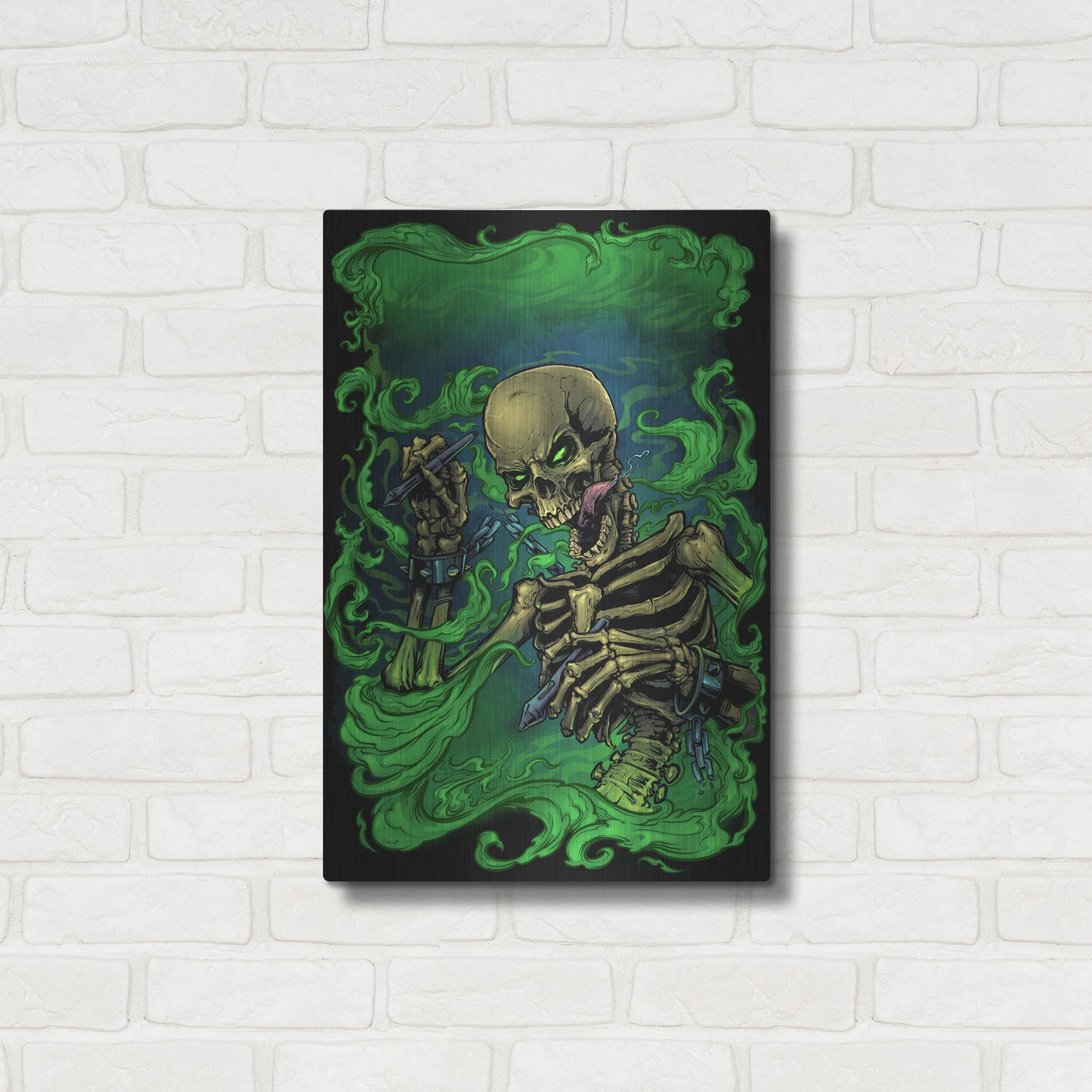 Luxe Metal Art 'Airbrush Skeleton' by Flyland Designs, Metal Wall Art,16x24