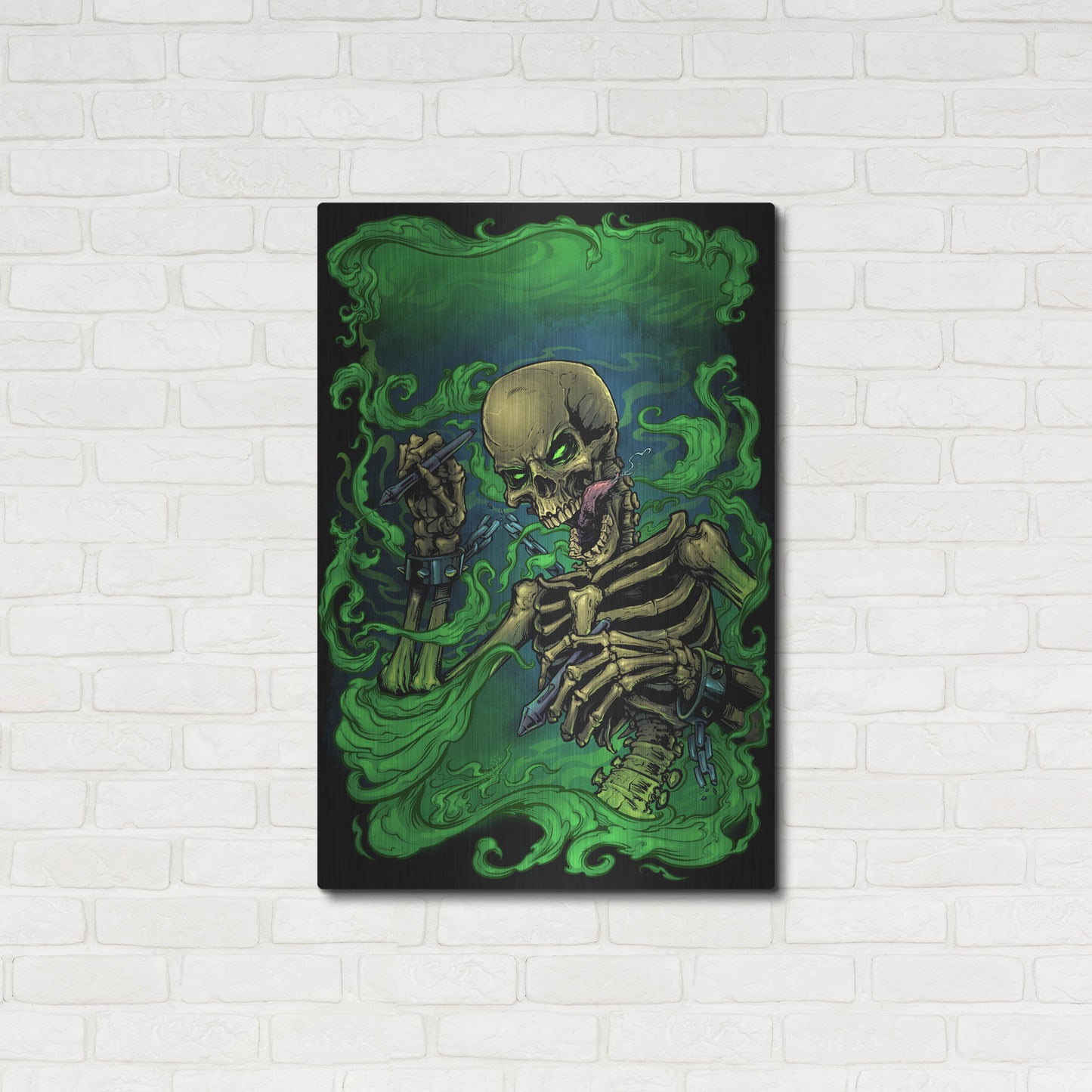 Luxe Metal Art 'Airbrush Skeleton' by Flyland Designs, Metal Wall Art,24x36