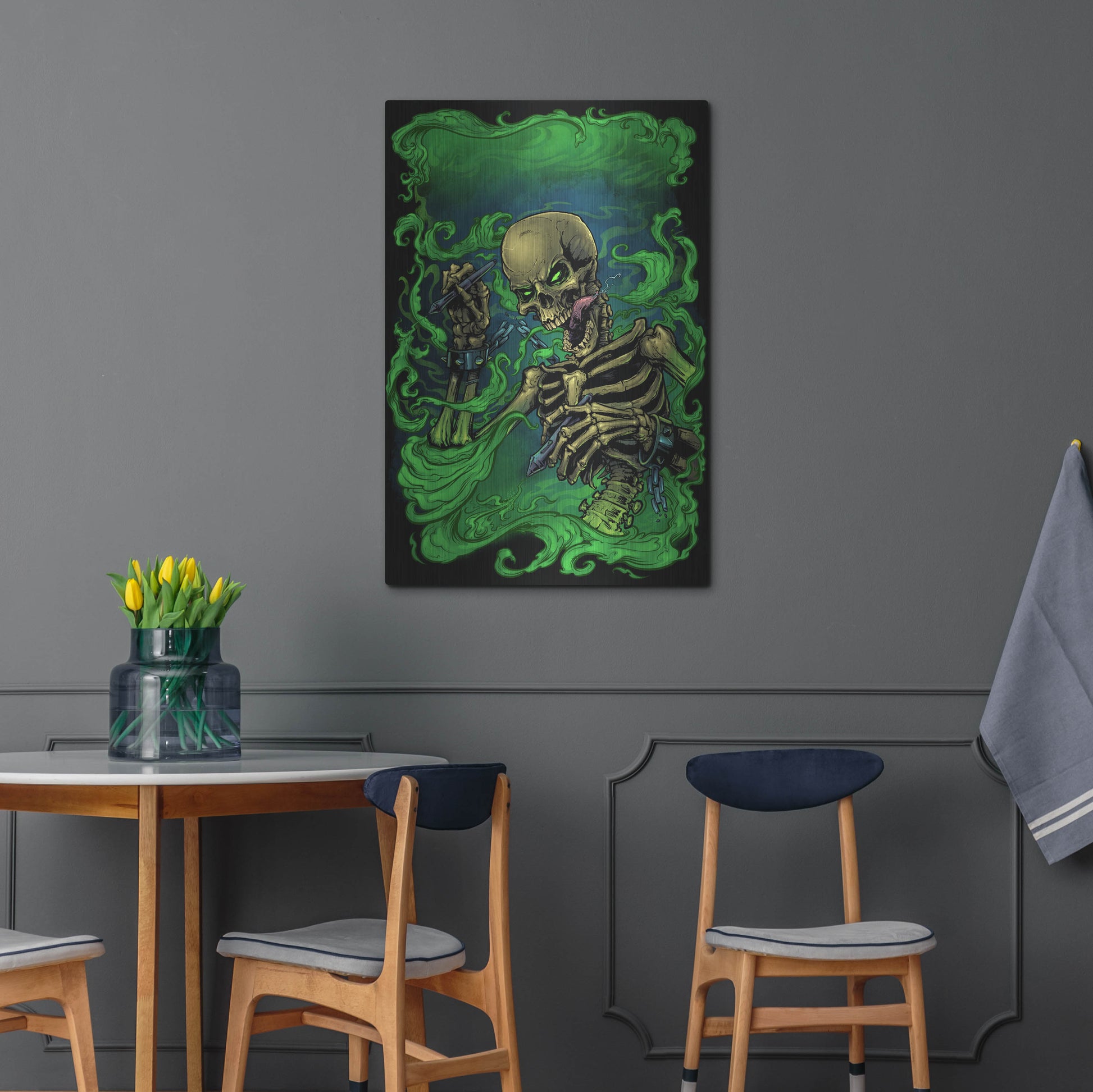 Luxe Metal Art 'Airbrush Skeleton' by Flyland Designs, Metal Wall Art,24x36