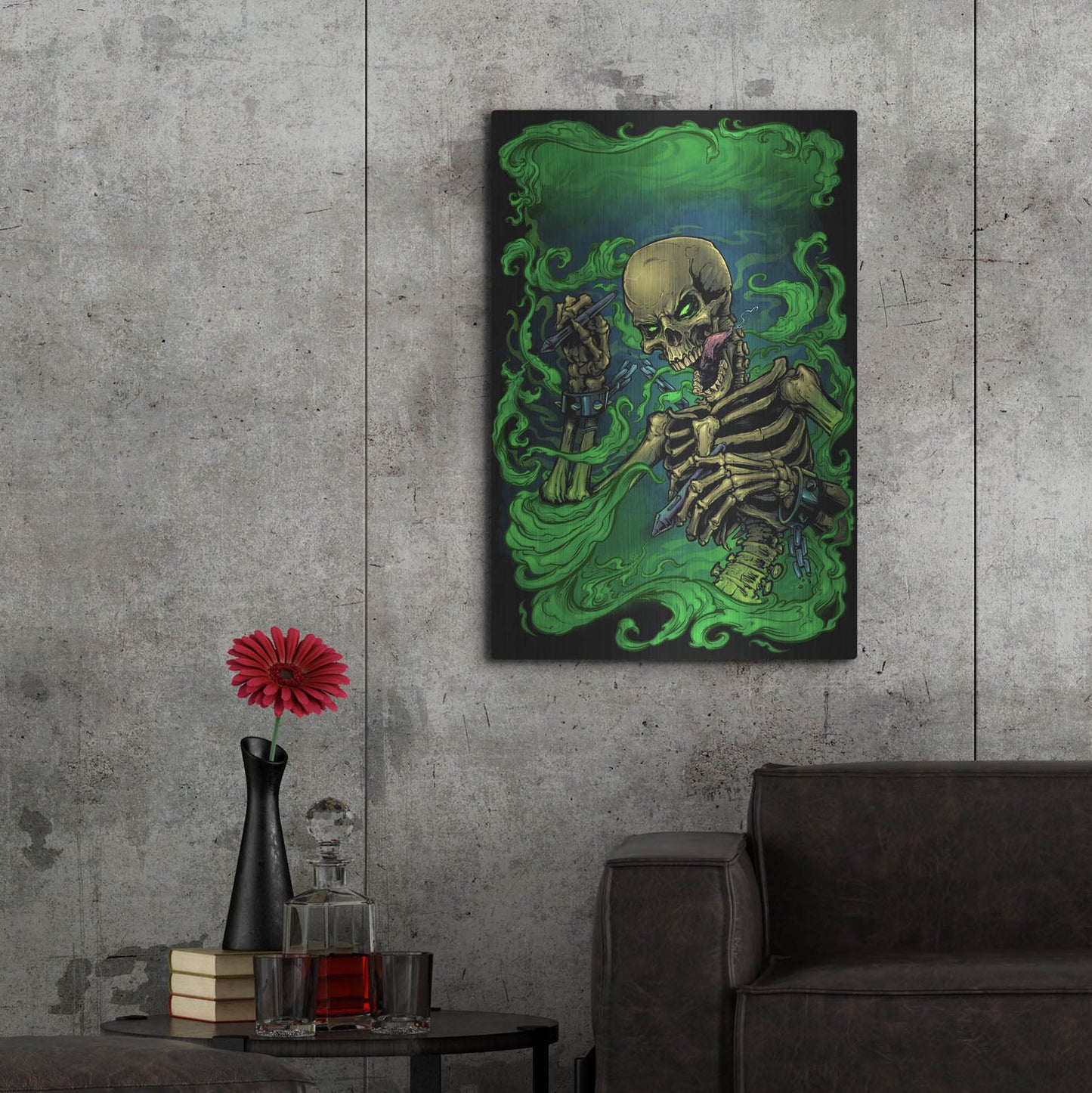 Luxe Metal Art 'Airbrush Skeleton' by Flyland Designs, Metal Wall Art,24x36
