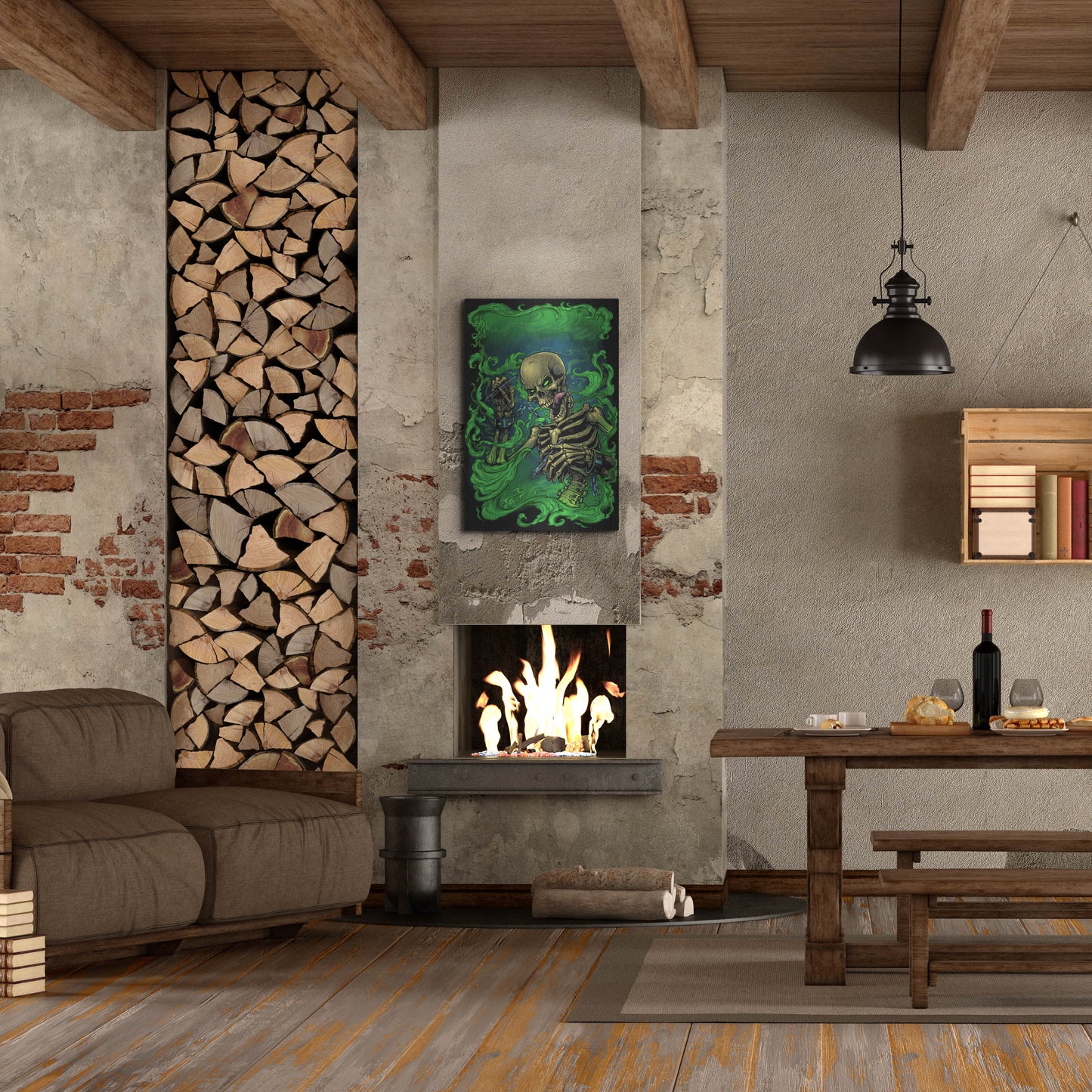 Luxe Metal Art 'Airbrush Skeleton' by Flyland Designs, Metal Wall Art,24x36