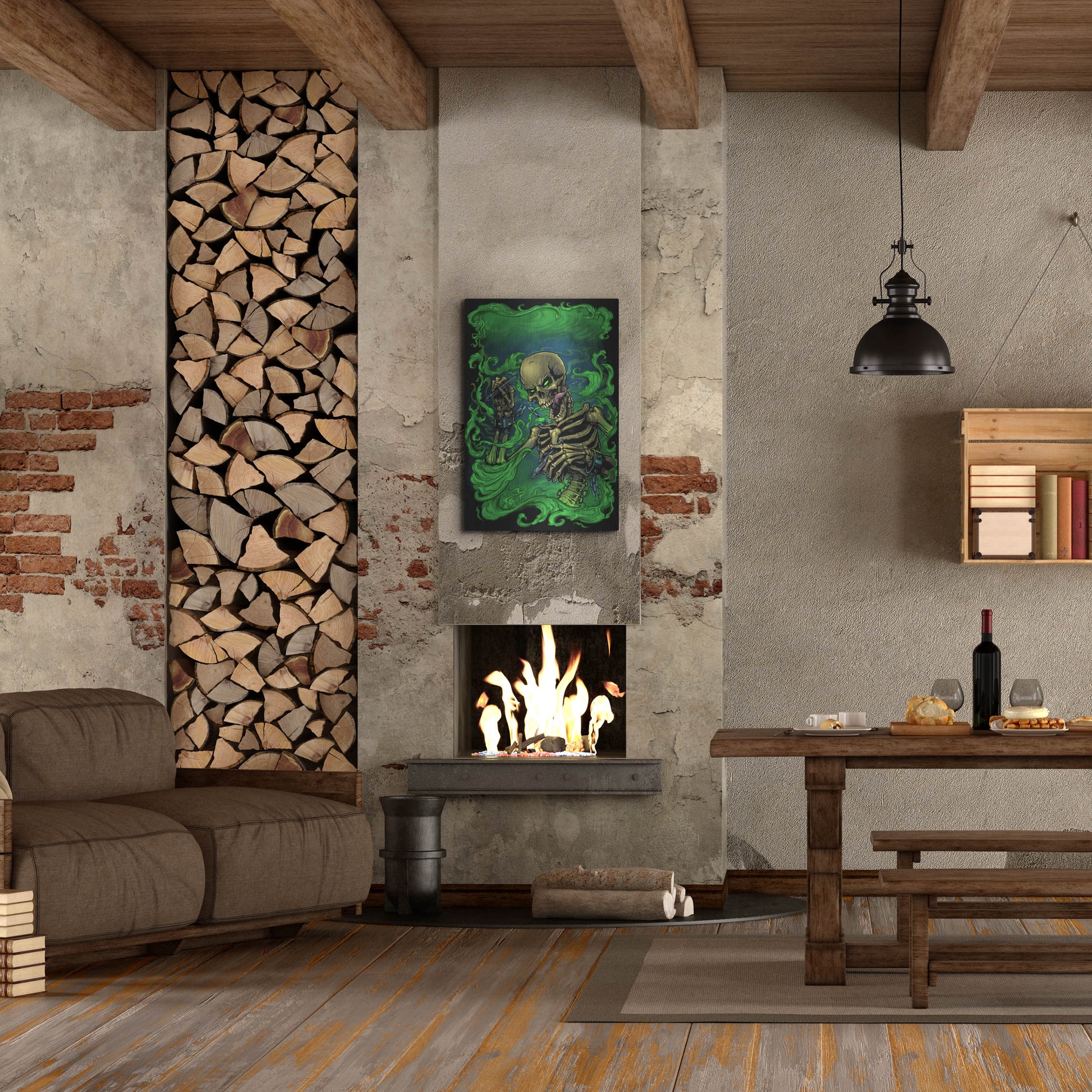 Luxe Metal Art 'Airbrush Skeleton' by Flyland Designs, Metal Wall Art,24x36