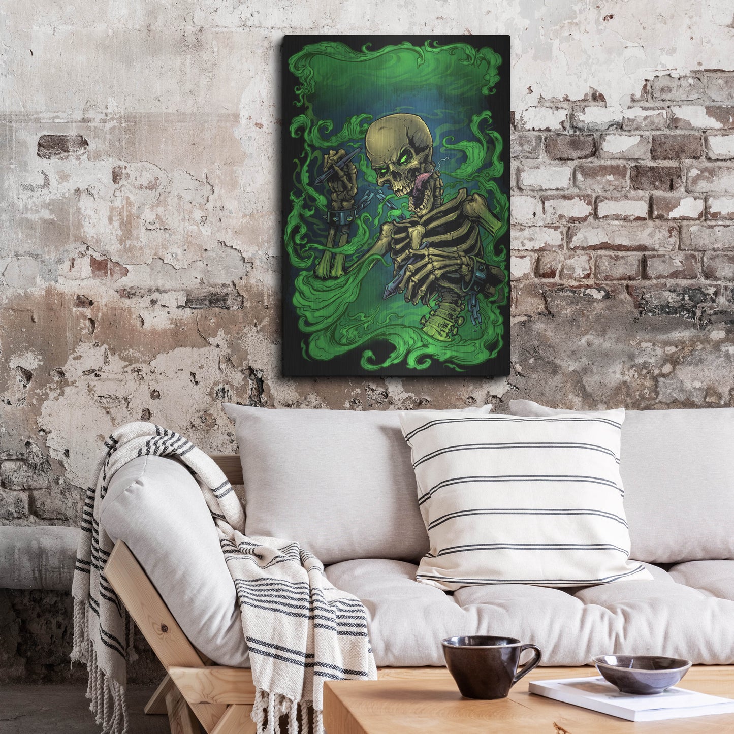 Luxe Metal Art 'Airbrush Skeleton' by Flyland Designs, Metal Wall Art,24x36