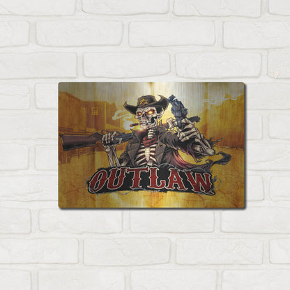 Luxe Metal Art 'Cowboy Skeleton Outlaw Mascot' by Flyland Designs, Metal Wall Art,16x12