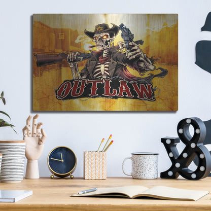 Luxe Metal Art 'Cowboy Skeleton Outlaw Mascot' by Flyland Designs, Metal Wall Art,16x12