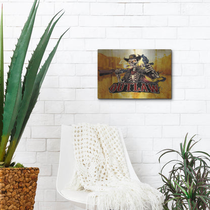 Luxe Metal Art 'Cowboy Skeleton Outlaw Mascot' by Flyland Designs, Metal Wall Art,16x12