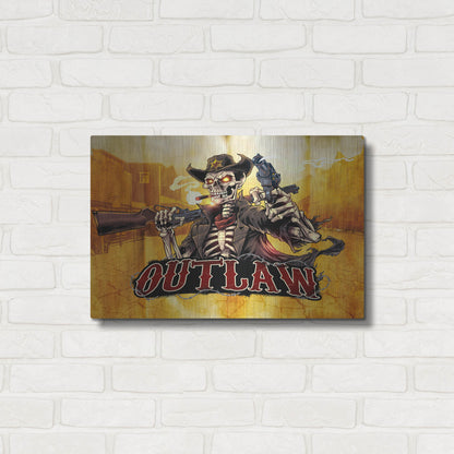 Luxe Metal Art 'Cowboy Skeleton Outlaw Mascot' by Flyland Designs, Metal Wall Art,24x16