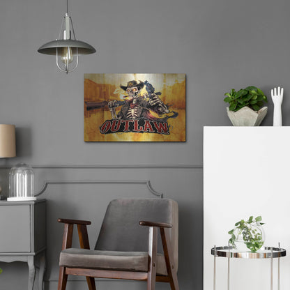 Luxe Metal Art 'Cowboy Skeleton Outlaw Mascot' by Flyland Designs, Metal Wall Art,24x16